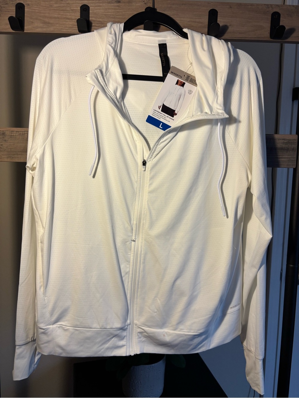 Mondetta White Lightweight Full-Zip Hooded Jacket